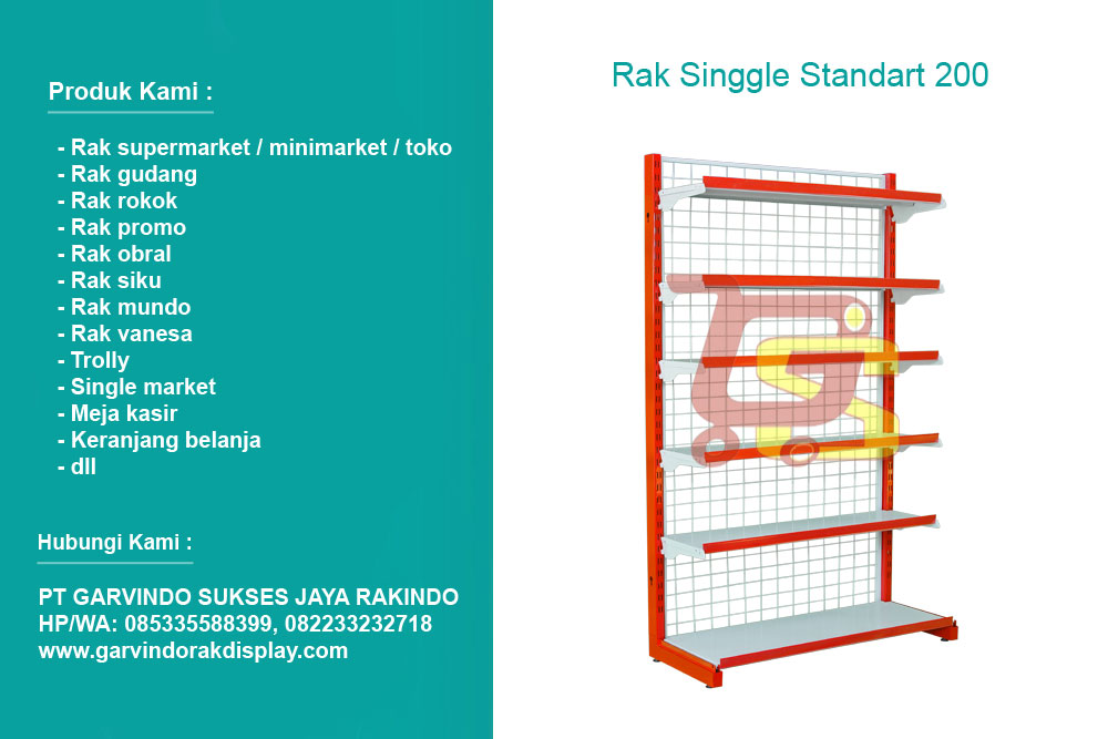 Rak Singgle Standart Tinggi 200 cm