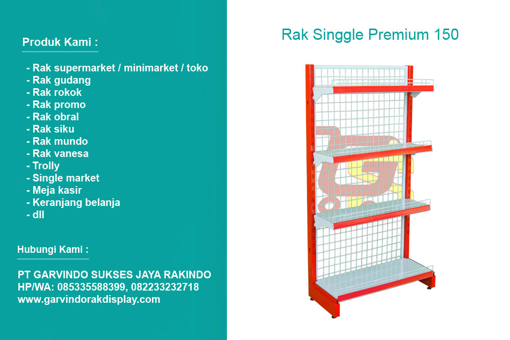 Rak Singgle Premium Tinggi 150 cm
